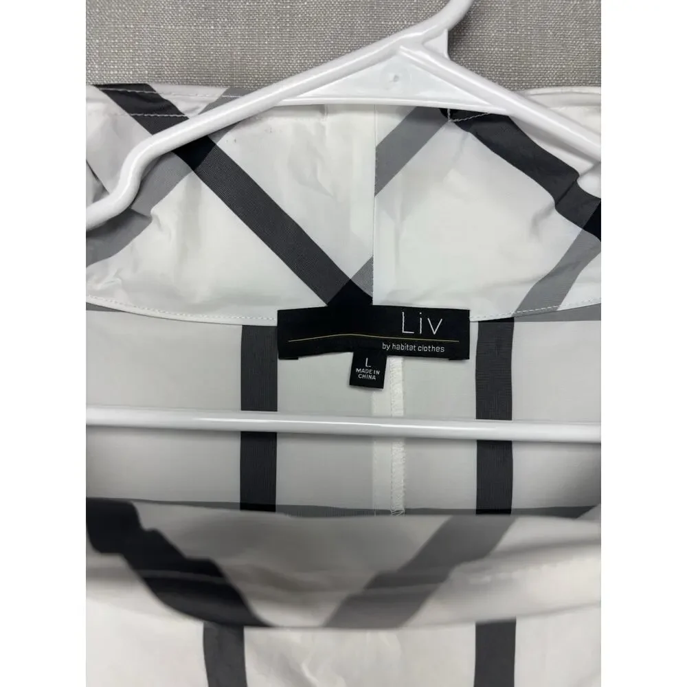 Liv by Habitat Sleeveless Top L Gray & White Plaids